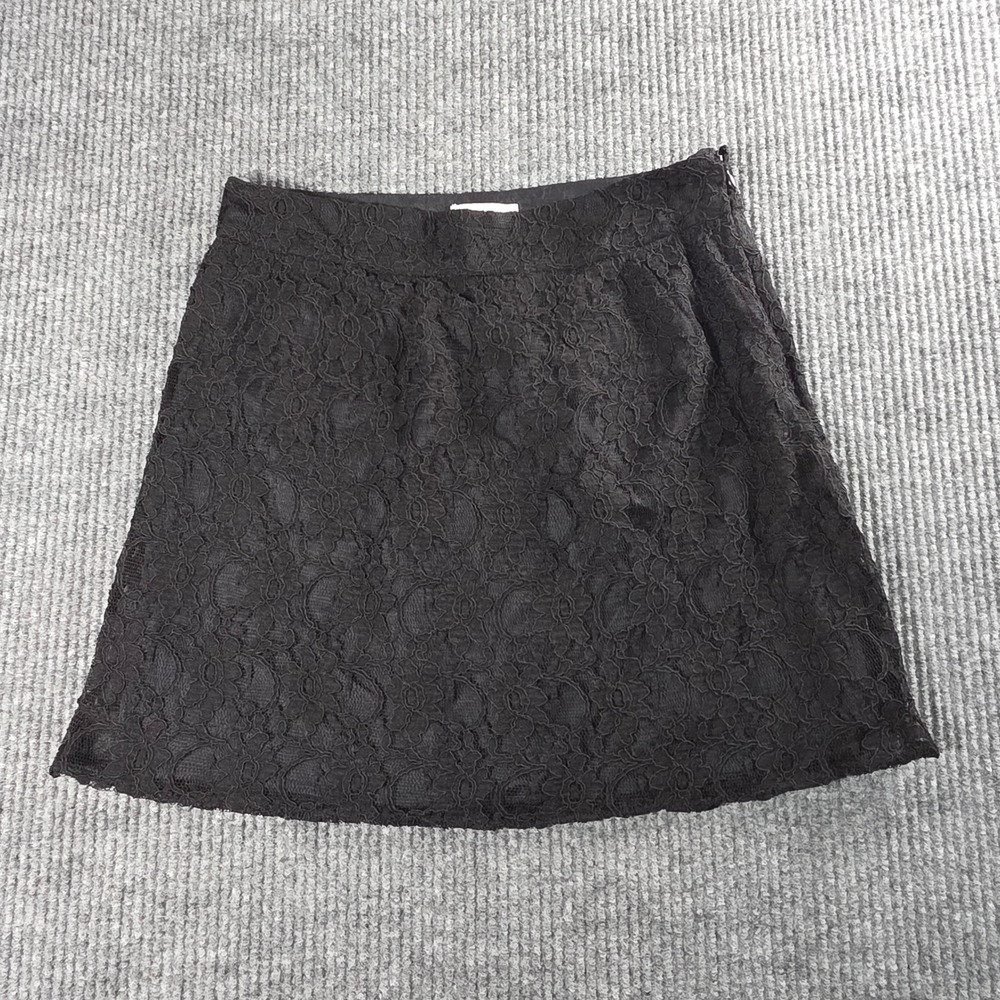 Laundry by Shelli Segal Black Floral Lace Mini Skirt Size 2 A-Line Cocktail